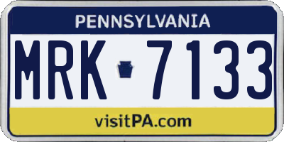 PA license plate MRK7133