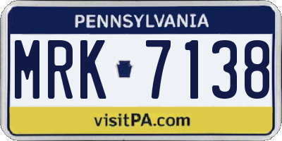 PA license plate MRK7138