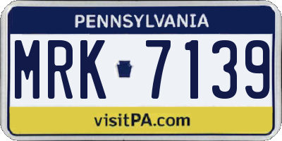 PA license plate MRK7139