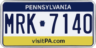 PA license plate MRK7140