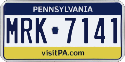 PA license plate MRK7141