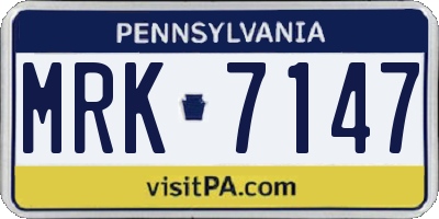 PA license plate MRK7147