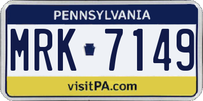 PA license plate MRK7149