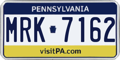PA license plate MRK7162