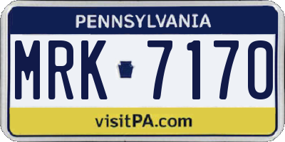 PA license plate MRK7170