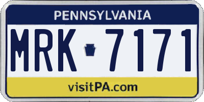 PA license plate MRK7171