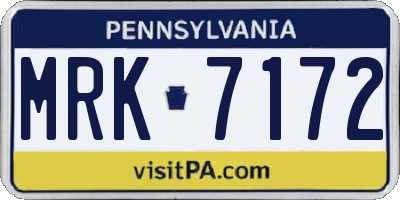 PA license plate MRK7172