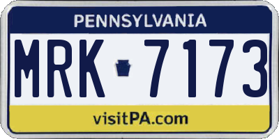PA license plate MRK7173