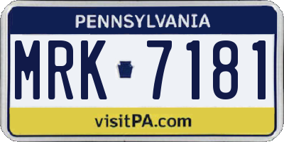 PA license plate MRK7181