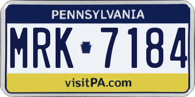 PA license plate MRK7184