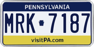 PA license plate MRK7187
