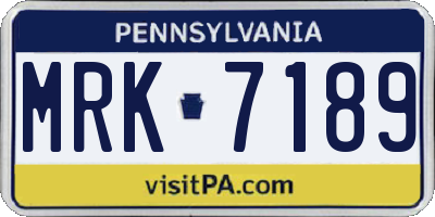 PA license plate MRK7189