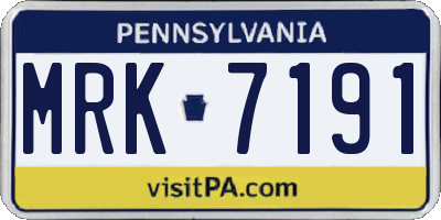 PA license plate MRK7191