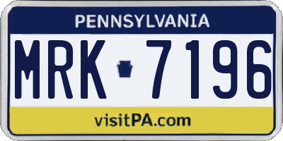 PA license plate MRK7196