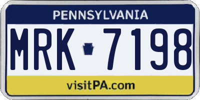 PA license plate MRK7198
