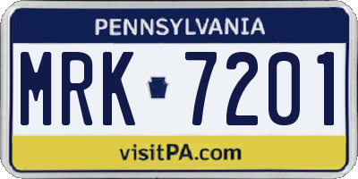 PA license plate MRK7201