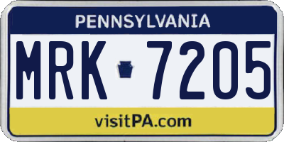 PA license plate MRK7205