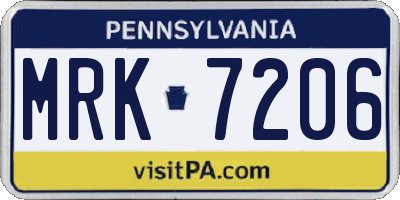 PA license plate MRK7206