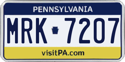 PA license plate MRK7207