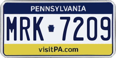 PA license plate MRK7209