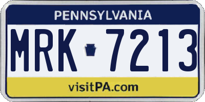 PA license plate MRK7213