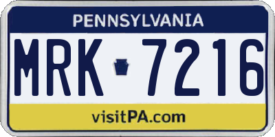 PA license plate MRK7216