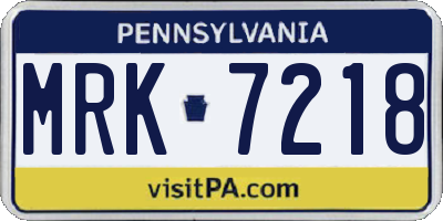 PA license plate MRK7218