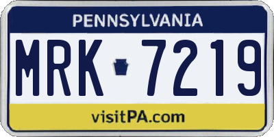 PA license plate MRK7219