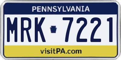 PA license plate MRK7221
