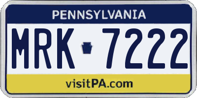 PA license plate MRK7222