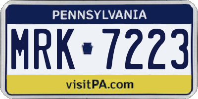 PA license plate MRK7223