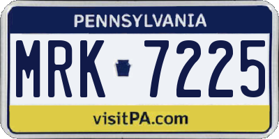 PA license plate MRK7225
