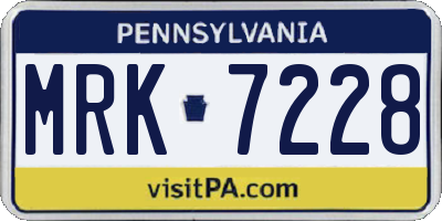 PA license plate MRK7228