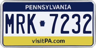 PA license plate MRK7232