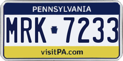 PA license plate MRK7233