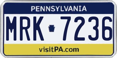 PA license plate MRK7236