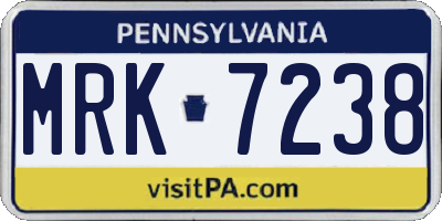 PA license plate MRK7238