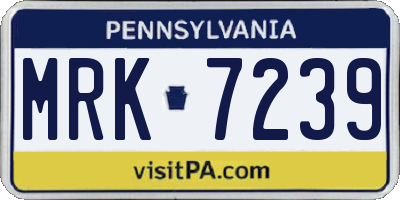 PA license plate MRK7239