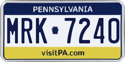 PA license plate MRK7240