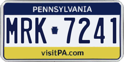 PA license plate MRK7241