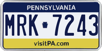 PA license plate MRK7243