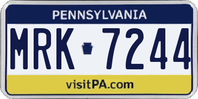 PA license plate MRK7244