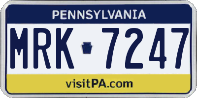 PA license plate MRK7247