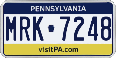 PA license plate MRK7248