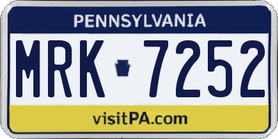 PA license plate MRK7252