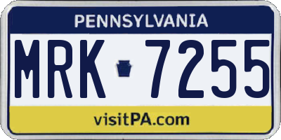 PA license plate MRK7255
