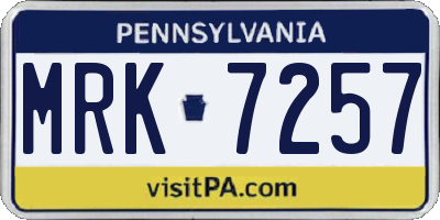 PA license plate MRK7257