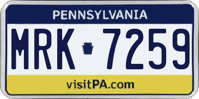 PA license plate MRK7259