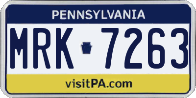 PA license plate MRK7263