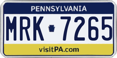 PA license plate MRK7265